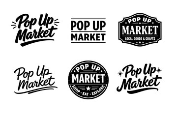 Obraz premium Pop up market logos collection for local goods and crafts promotion