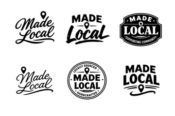 Fototapeta premium Set of made local logos emphasizing community and handcrafted products