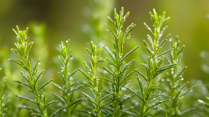 Obraz premium Extreme Macro Of Morning Dew On Rosemary