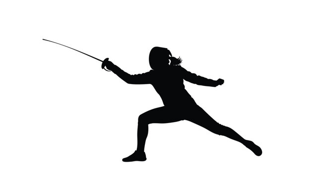 Vector silhouette of a fencer in action