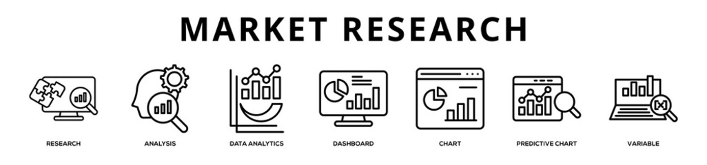 Naklejka premium Market Research web banner icon illustration