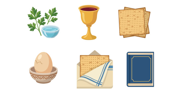 Traditional Passover Seder Vector Icons
