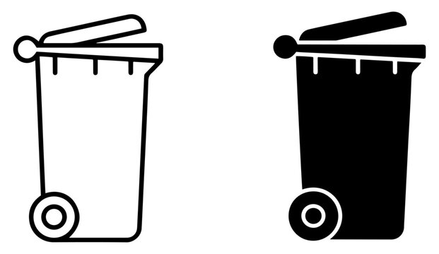 garbage can icon set outline solid
