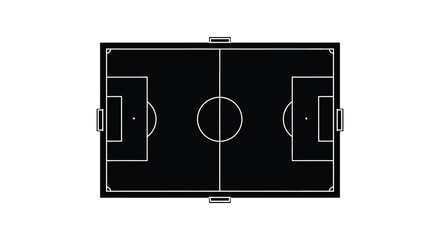 A soccer field diagram with markings and goals at each end © arfanah02