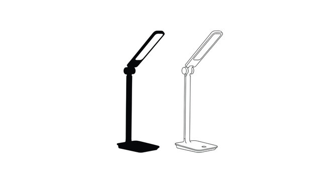 Two modern led desk lamps one black and one white silhouette