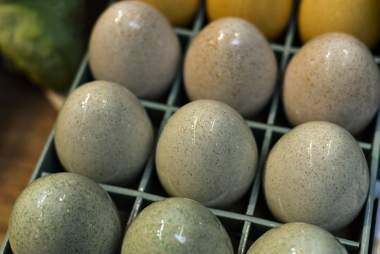 Easter holiday. Easter decorative eggs in a decor store.