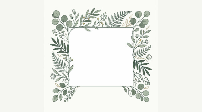 Elegant botanical frame made of minimalist foliage elements