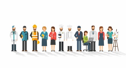 Fototapeta premium A diverse group of professional people representing various occupations and career paths.