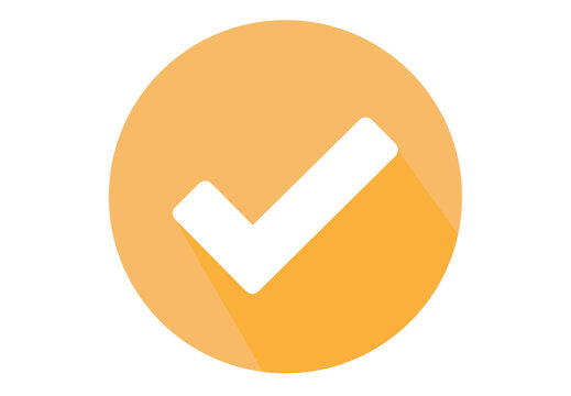 White check mark icon in orange circle for success and verification