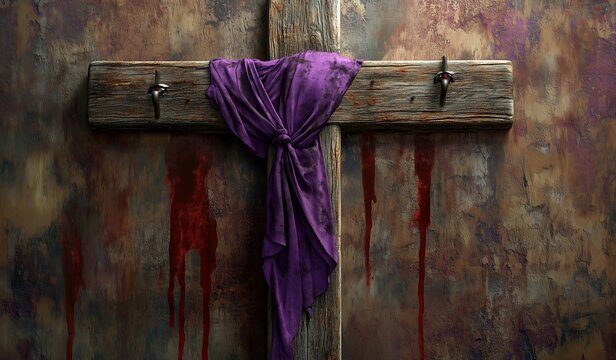 Pasqua. Croce con drappo viola.