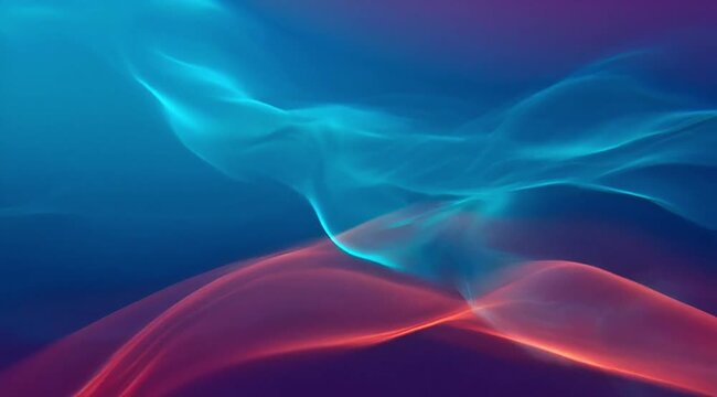 Abstract flowing light trails in vibrant blue and red hues creating a dynamic and ethereal visual.