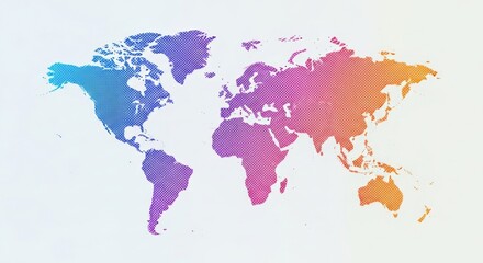 Fototapeta premium Сolorful World Atlas Map with Global Network Connections and Gradient Continents