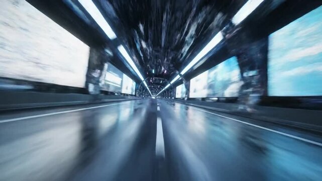 Motion blur in tunnel road.