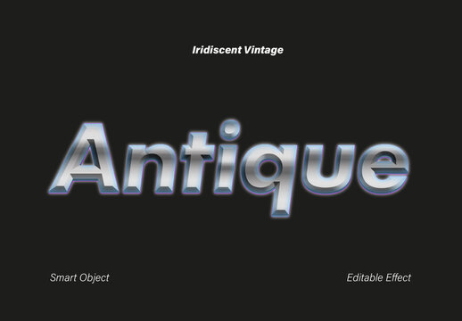 Iridescent Vintage Chrome Text Effect