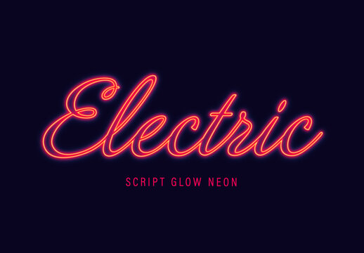 Neon Glow Script Light Text Effect