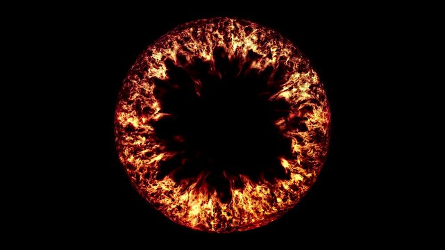 Fire Eye Inferno Loop Black Background 4K