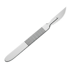 Fototapeta premium Stainless Steel Scalpel With Sharp Blade Isolated White Background