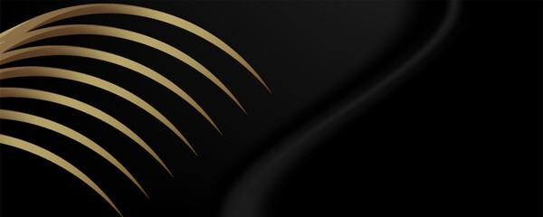 Naklejka premium Abstract modern design black background with luxury golden elements vector illustration.