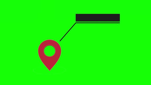 Map Location Pin with Label Pointer, GPS Marker and Navigation Tag Vector Illustration Green Screen Background