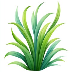 Fototapeta premium Watercolor cartoon grass illustration for nature and design projects on white background