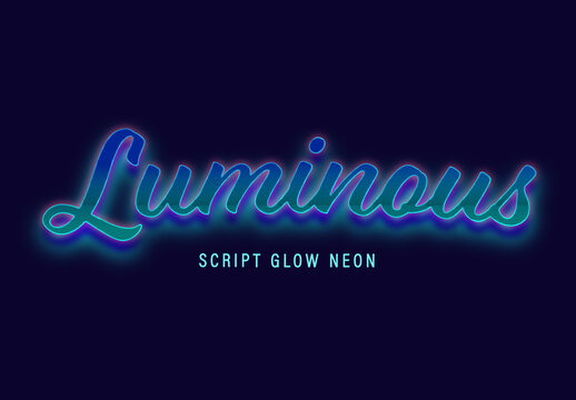 Blue Script Glow Neon Text Effect