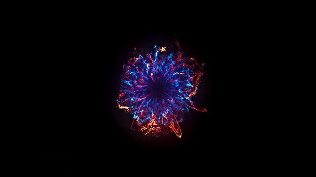 Fire explosions burst radial combustion particle shockwave VFX black background 4K