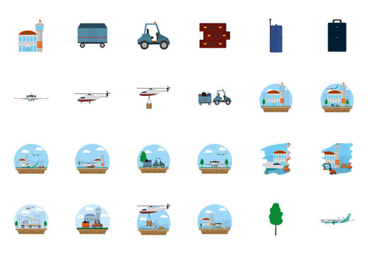 Airport Transport Illustration Set