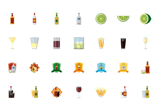 Alcohol Drinks Illustration Set