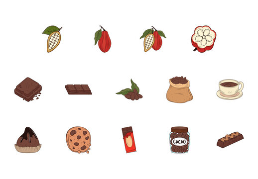 Cocoa Chocolate Illustration Set