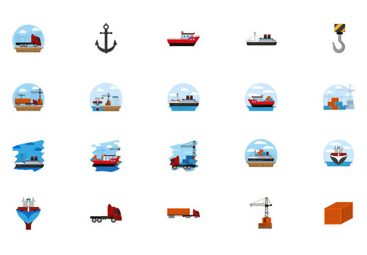 Maritime Cargo Illustration Set
