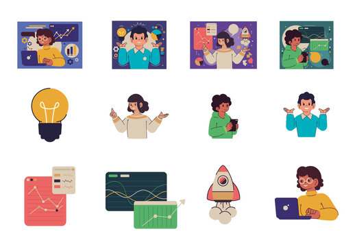 Marketing Analytics Illustration Set