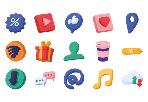 Social Media 3D Icon Set
