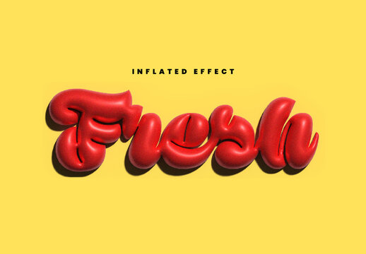 Glossy Inflated Script Text Effect