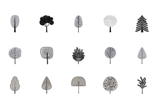 Texture Trees Illustration Set