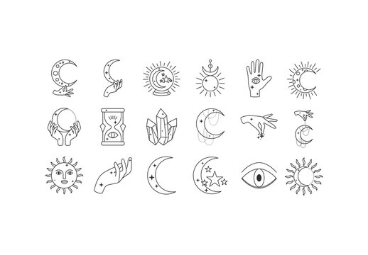 Mystic Celestial Line Art Illustration Set