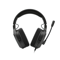 Fototapeta premium Black Gaming Headphones with Microphone on White Background