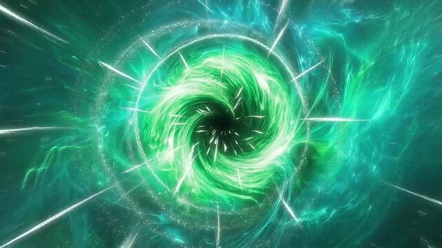 Glowing green magic portal vortex swirling with bright energy