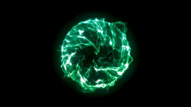Green Energy Ring Black Background 4K