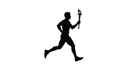 Fototapeta premium A runner holding a torch depicted in a striking black silhouette