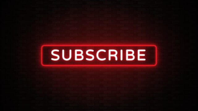 Subscribe Neon Sign On Brick Wall Background