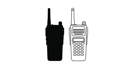 Two walkie talkies displayed one black and one white silhouette © RASHIDA