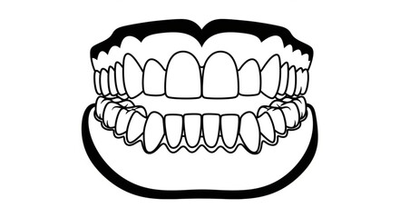 Detailed illustration of a full set of human teeth and gums. © Ayung