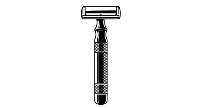 Detailed Illustration of a Classic Double-Edged Safety Razor.