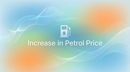 Rising fuel costs concept with petrol pump icon on gradient background indicating increase in petrol price