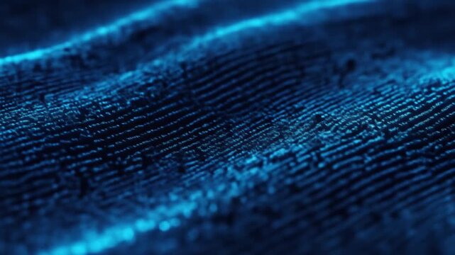 A close-up of a textured blue fabric with intricate weave patterns