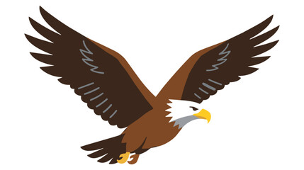 Fototapeta premium Bald eagle flying with wings spread wide over white background
