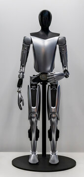 Humanoid robot on display representing the future of technology