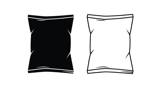Two snack bag outlines one dark and one light a bold silhouette