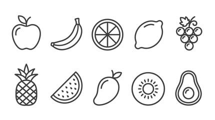 Fototapeta premium Monoline Premium Fruit Icon Set for Modern UI Design