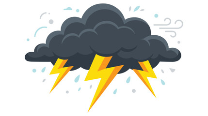 Fototapeta na wymiar Dark thundercloud with lightning bolts and rain drops weather concept